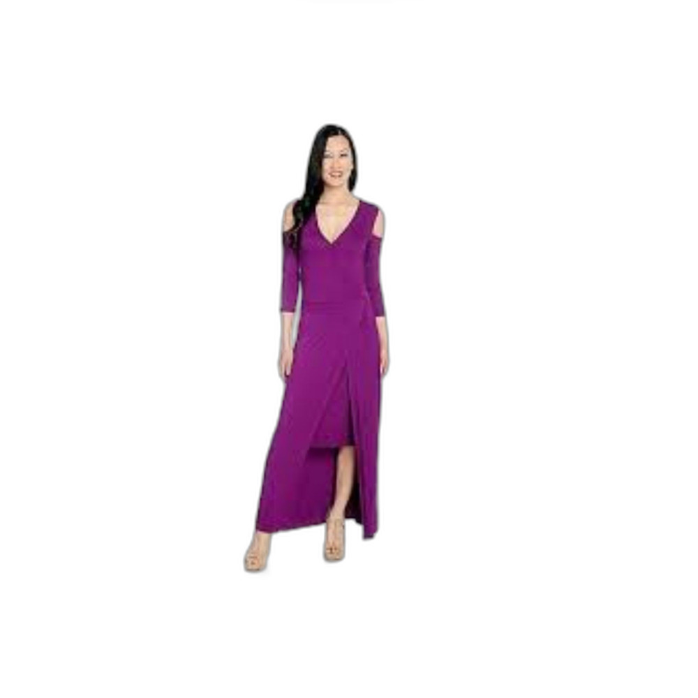 Kate & Mallory Cold Shoulder 3/4 Sleeve High Slit Maxi Dress Small